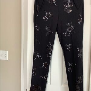 Chico's Black Sequin Slim Leg Pants SO Slimming Size 0.5R